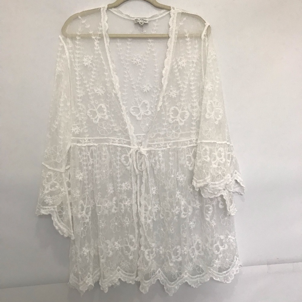 Miss Selfridge White Lace Kimono Cover-Up Size 12-14
